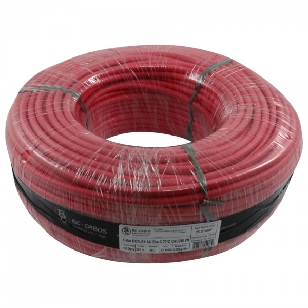 Cabo Flex. Automotivo 25.00mm Vermelho - Cód.7635