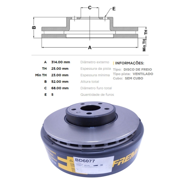 Kit Disco de Freio BD6077 Diant. Audi A4 2.0 3.2- Cód.5011