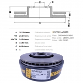 Kit Disco Freio BD4752 Diant. C4, C5, Aircross - Cód.4415