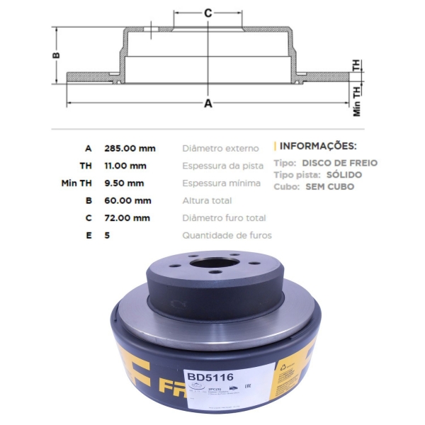 Kit Disco de Freio BD5116 Tras. Jeep Grand Cherokee-Cód.4743