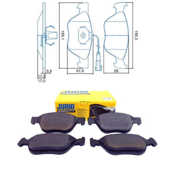 Pastilha Diant. Jurid HQJ2066 Fiat Punto T-Jet - Cód.3965