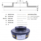 Kit Disco de Freio BD5167 Tras. Cerato, I30 - Cód.5047