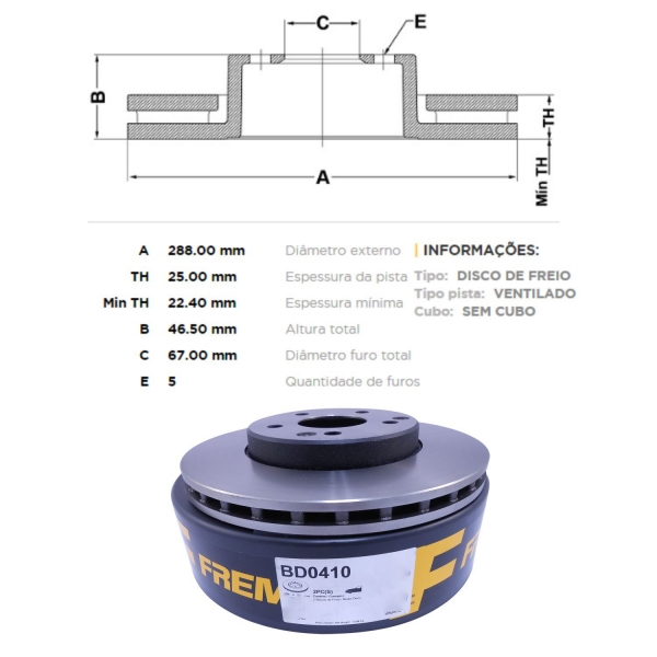 Kit Disco de Freio BD0410 Diant. Mercedes CLK200 - Cód.4767