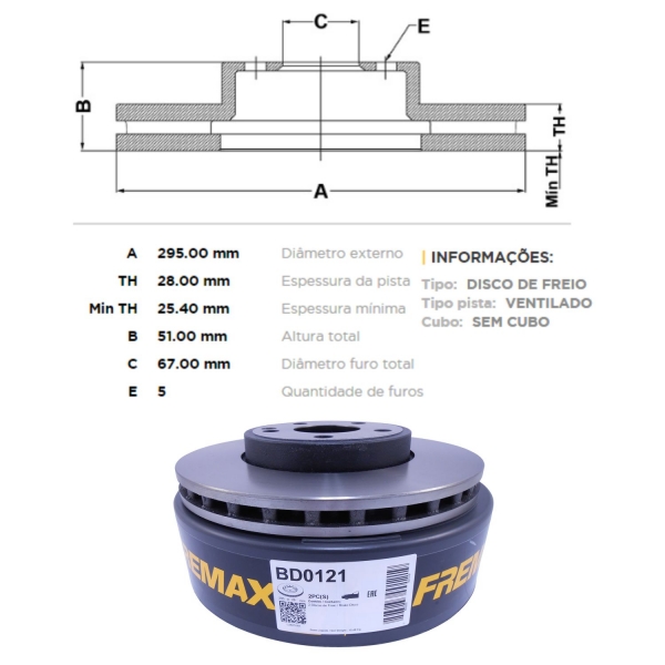 Kit Disco de Freio BD0121 Diant. Mercedes CLA200 - Cód.3720