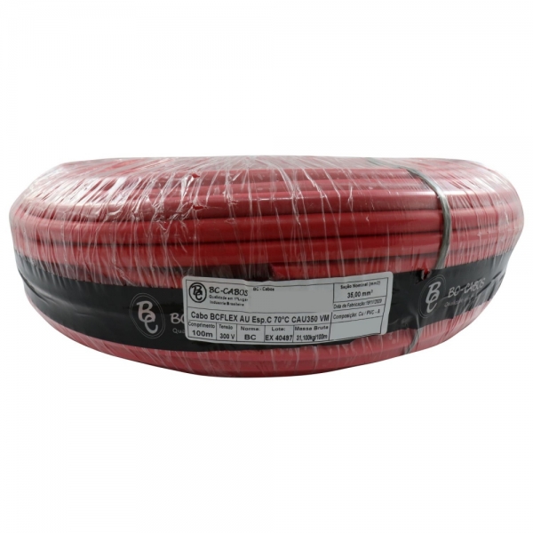 Cabo Flex. Automotivo 35.00mm Vermelho - Cód.7636