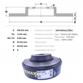 Kit Disco de Freio BD7342 Tras. Ford Fusion Hybrid- Cód.3855