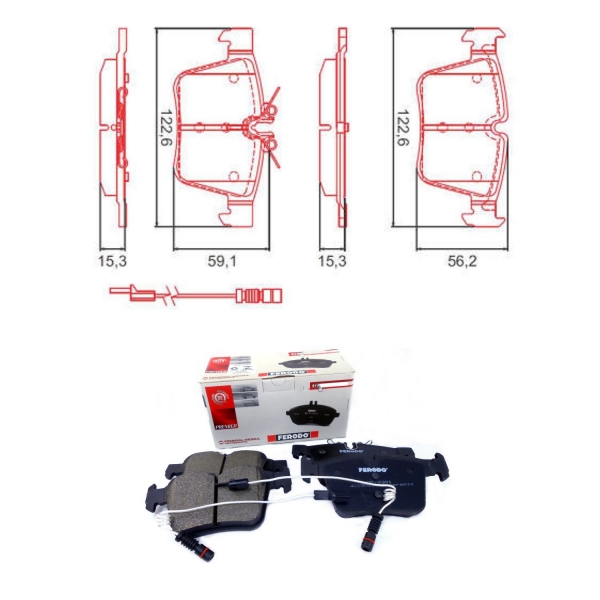 Pastilha de Freio Tras. Ferodo HQF2391A C180, C200 -Cód.5387