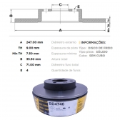 Kit Disco de Freio BD4746 Tras. Citroen C3, C4 - Cód.5156