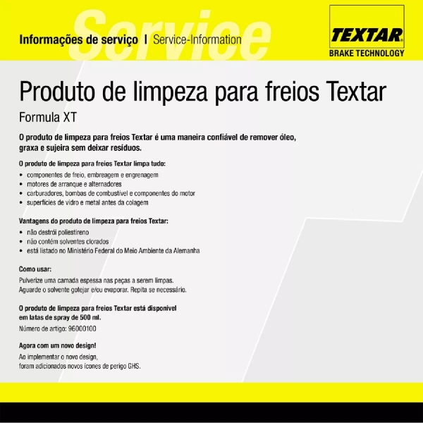 Limpador de Pastilhas e Discos Textar Formula XT - Cód.10319