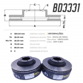 Kit Disco de Freio BD3330 Tras. L.E L.D Porche 911- Cód.4796