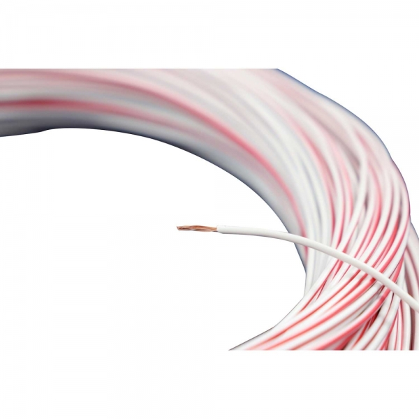 100m Cabo Flex. Automotivo 0.50mm Branco Vermelho - Cód.8098