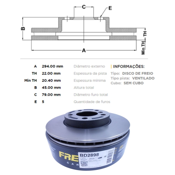Kit Disco de Freio BD2898 Diant. Mini Cooper - Cód.3604