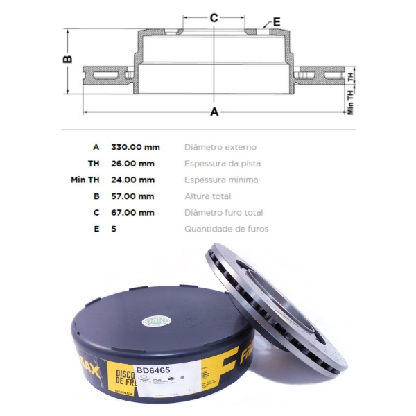 Kit Disco de Freio BD6465 Tras. Mercedes C63 - Cód.5487