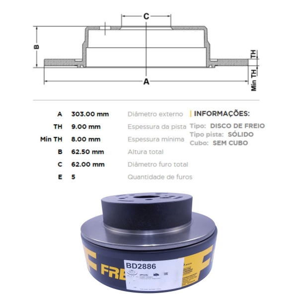 Kit Disco de Freio BD2886 Tras. Chery Tiggo 2.0 - Cód.5109