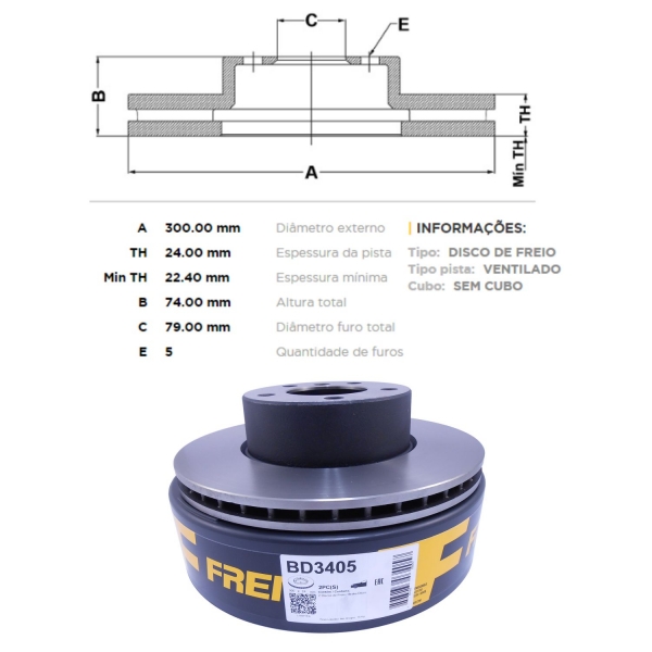 Kit Disco de Freio BD3405 Diant. BMW 120i, Z4 - Cód.3615