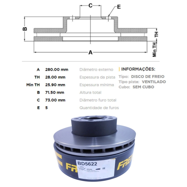 Kit Disco de Freio BD5622 Diant. Citroen Jumper - Cód.5043