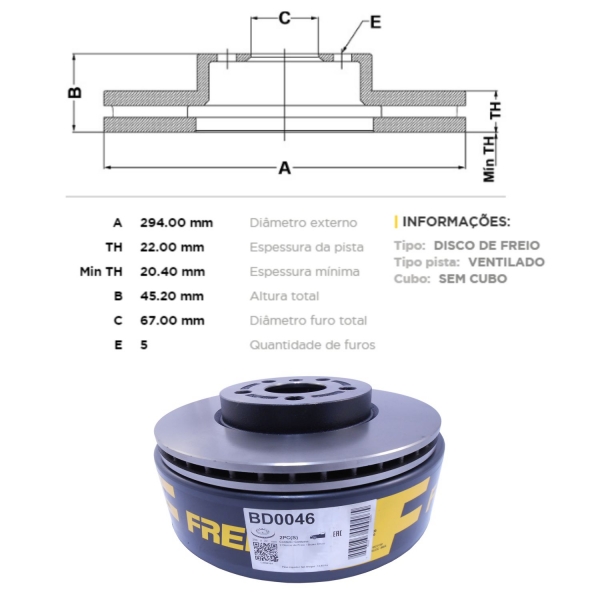 Kit Disco de Freio BD0046 Diant. Mini Cooper S - Cód.3573
