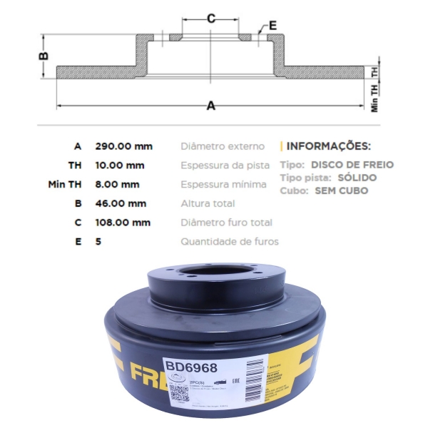 Kit Disco de Freio BD6968 Diant. Suzuki Jimny - Cód.3661